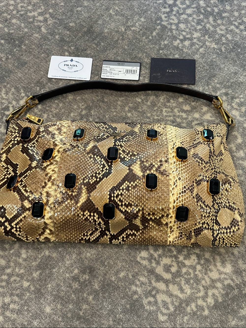 PRADA PITONE PIETRE JEWELED SNAKESKIN BAG - Picture 2 of 15